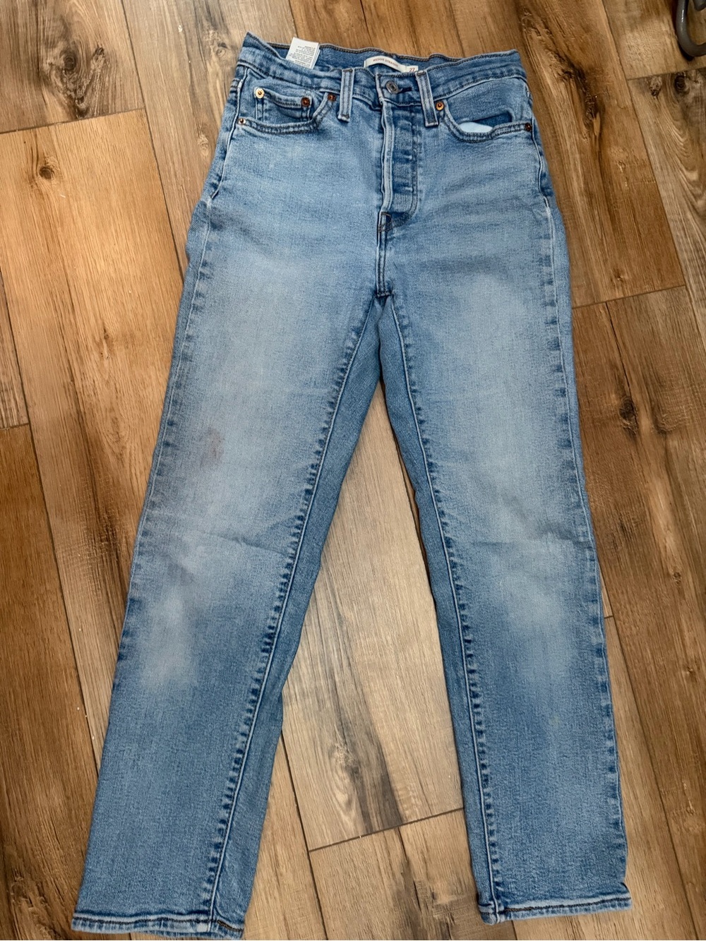 Levi's Medium Wash Wedgie Straight Leg Jeans in Light Blue